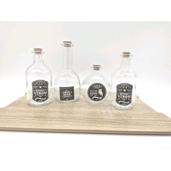 4x Bullseye Playground TARGET Potion Bottles Clear Glass Jars Halloween 2021 - Picture 2 of 5